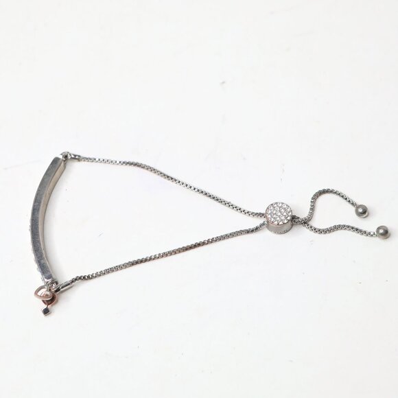 IBB "FAMILY" Crystal Bolo Bracelet Adjustable Silver Tone Slider Chain Charm - Picture 10 of 11